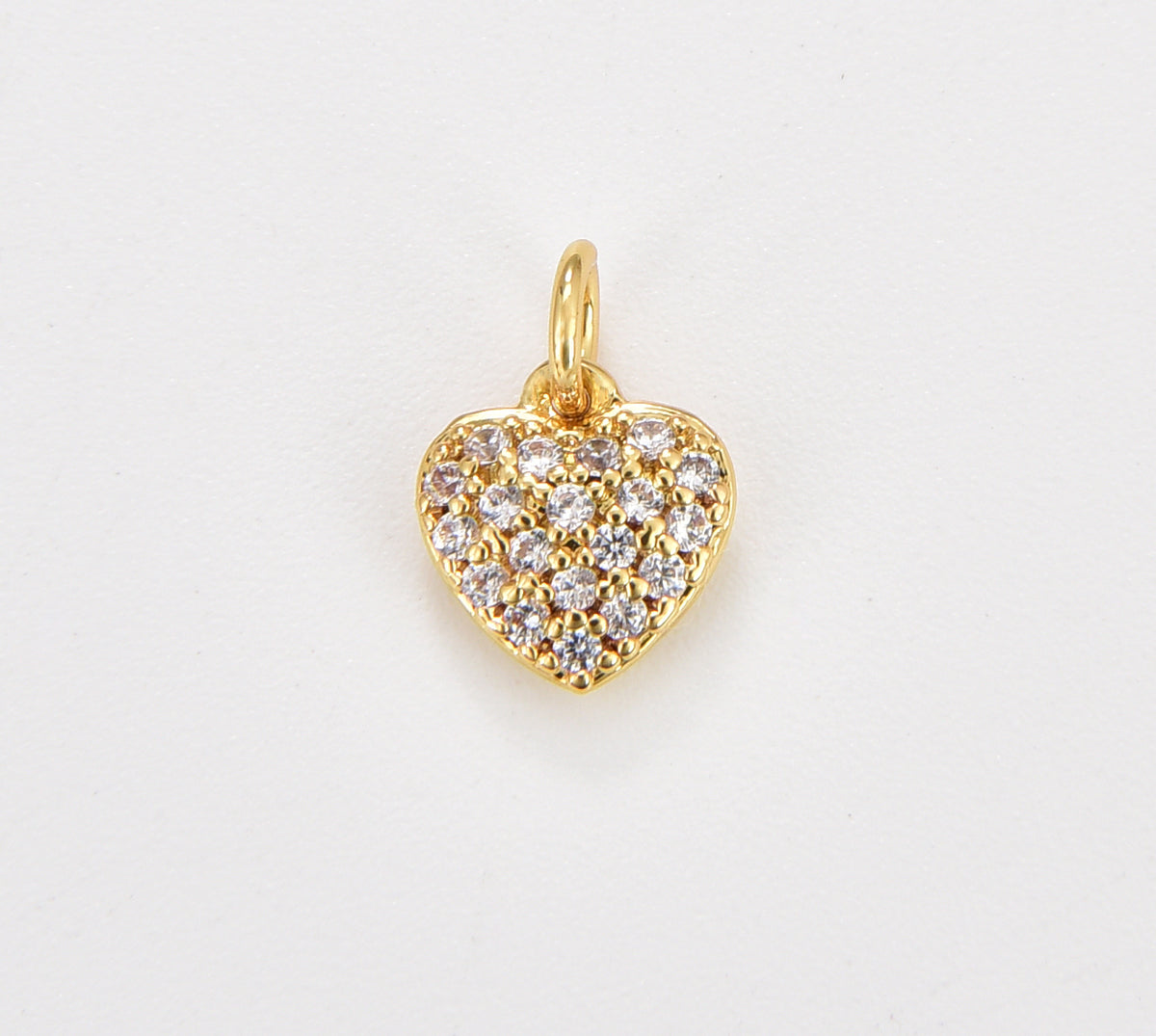 Dainty 18K Gold Heart Charm, CZ Micro Pave Heart Charm for Necklace Bracelet Earring Charm Component Supply, 7x11mm, CP1443