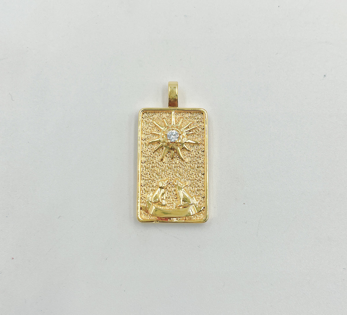 18K Gold Tarot Card Charm, The Moon Pendant Amulet Jewelry for Necklace Component Supply, 30x15mm, CP1444