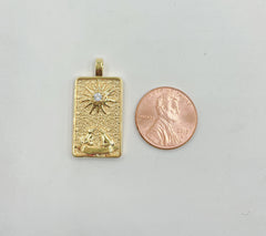 18K Gold Tarot Card Charm, The Moon Pendant Amulet Jewelry for Necklace Component Supply, 30x15mm, CP1444