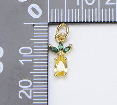 Dainty 18K Gold Pineapple Charm, CZ Micro Pave Pineapple Pendant, Cubic Zirconia Pineapple Charm for Necklace Bracelet Jewelry Making CP1449