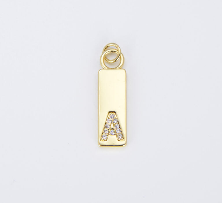 18K Gold Filled Personalized Initial Tag Charm, Letter Charms, Initial Pendant for Jewelry Making, CP1450