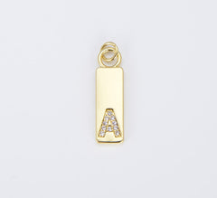 18K Gold Filled Personalized Initial Tag Charm, Letter Charms, Initial Pendant for Jewelry Making, CP1450