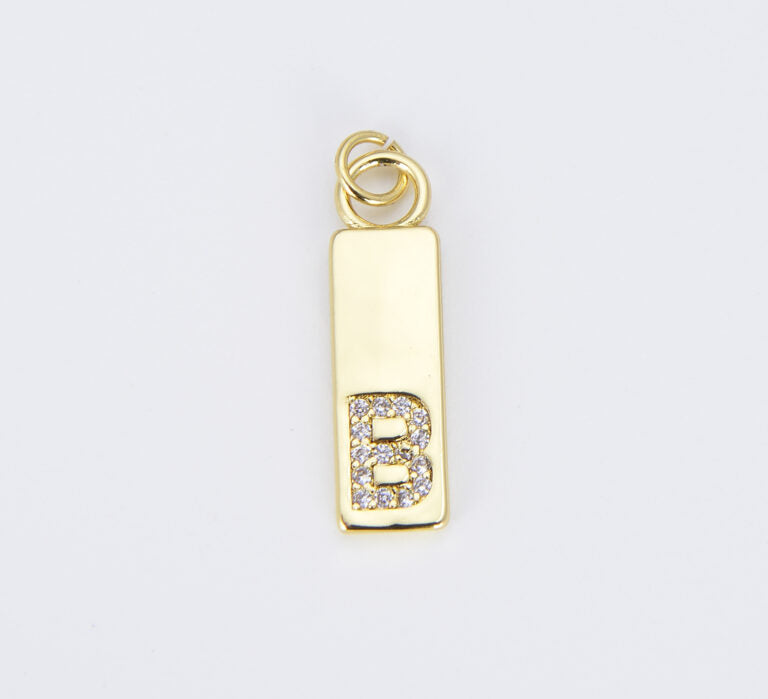 18K Gold Filled Personalized Initial Tag Charm, Letter Charms, Initial Pendant for Jewelry Making, CP1450