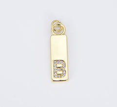 18K Gold Filled Personalized Initial Tag Charm, Letter Charms, Initial Pendant for Jewelry Making, CP1450