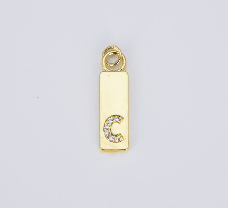 18K Gold Filled Personalized Initial Tag Charm, Letter Charms, Initial Pendant for Jewelry Making, CP1450