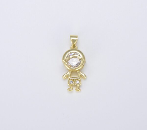 18K Gold Filled CZ Micro Pave Boy and Girl Charm Pendant, CP1451