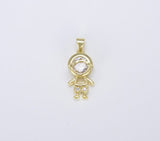 18K Gold Filled CZ Micro Pave Boy and Girl Charm Pendant, CP1451