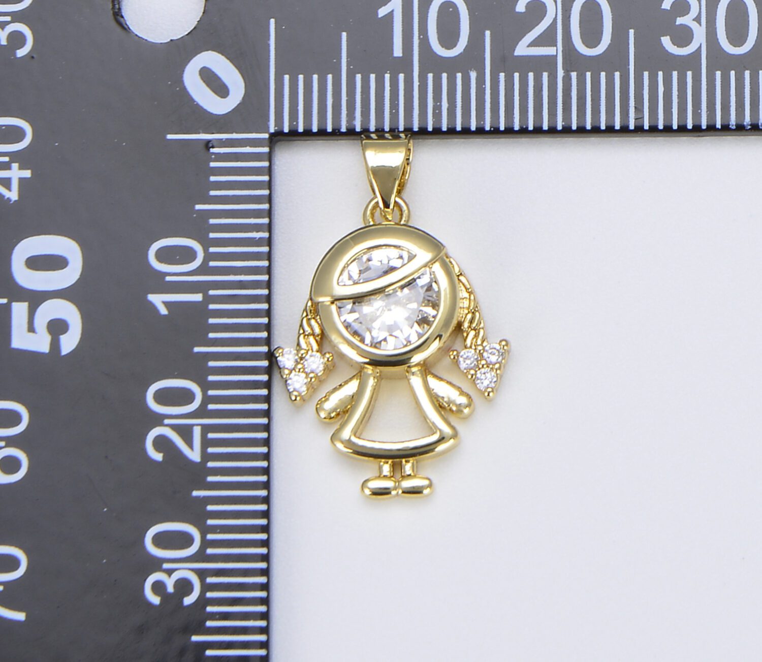 18K Gold Filled CZ Micro Pave Boy and Girl Charm Pendant, CP1451