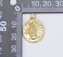 18K Gold Filled Owl of Athena Gold Coin Charm Pendant, CP1452