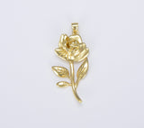 18K Gold Filled Rose Flower Charm, Dainty Rose Charm, Rose Flower Charm for Necklace Bracelet Jewelry Making Component, 43x19mm, CP1453