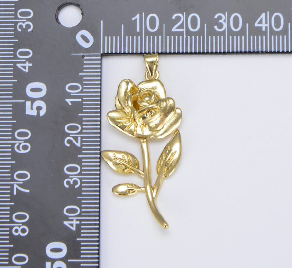 18K Gold Filled Rose Flower Charm, Dainty Rose Charm, Rose Flower Charm for Necklace Bracelet Jewelry Making Component, 43x19mm, CP1453