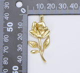 18K Gold Filled Rose Flower Charm, Dainty Rose Charm, Rose Flower Charm for Necklace Bracelet Jewelry Making Component, 43x19mm, CP1453