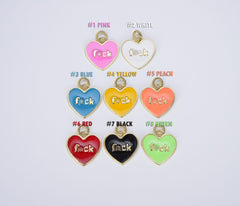 18K Gold Filled Cubic Zirconia Micro Pave Enamel Heart with Word Fuck Charm Pendant, CP1454