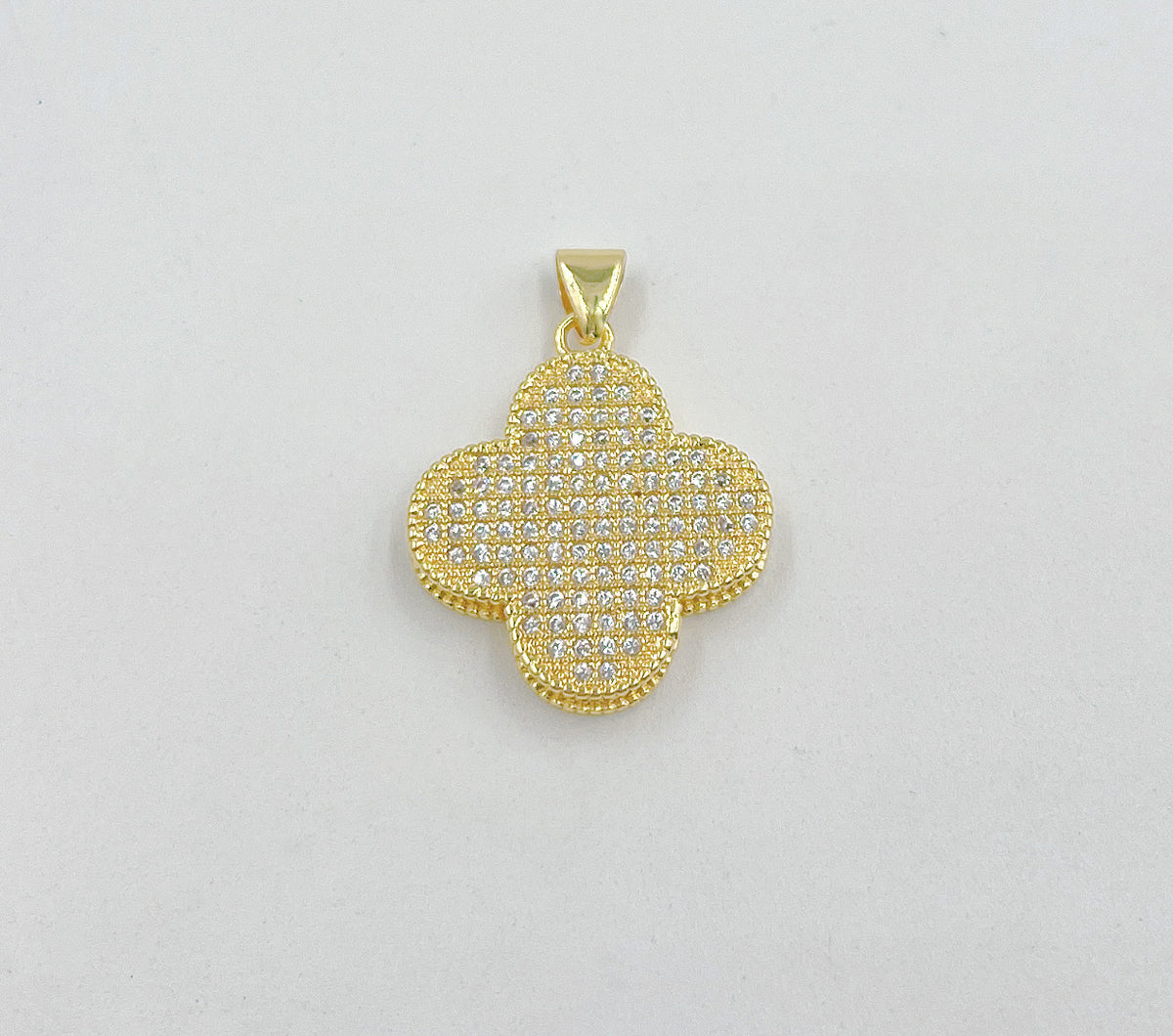 18K Gold Filled Four Leaf Clover Charm Pendant, Gold Clover Charms, Good Luck Charm, Lucky Charm Necklace, Micro Pave CZ Cubic Clover Charm, CP1455