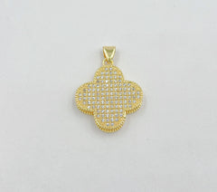 18K Gold Filled Four Leaf Clover Charm Pendant, Gold Clover Charms, Good Luck Charm, Lucky Charm Necklace, Micro Pave CZ Cubic Clover Charm, CP1455