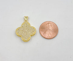 18K Gold Filled Four Leaf Clover Charm Pendant, Gold Clover Charms, Good Luck Charm, Lucky Charm Necklace, Micro Pave CZ Cubic Clover Charm, CP1455