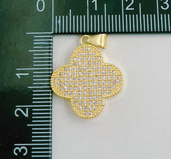 18K Gold Filled Four Leaf Clover Charm Pendant, Gold Clover Charms, Good Luck Charm, Lucky Charm Necklace, Micro Pave CZ Cubic Clover Charm, CP1455