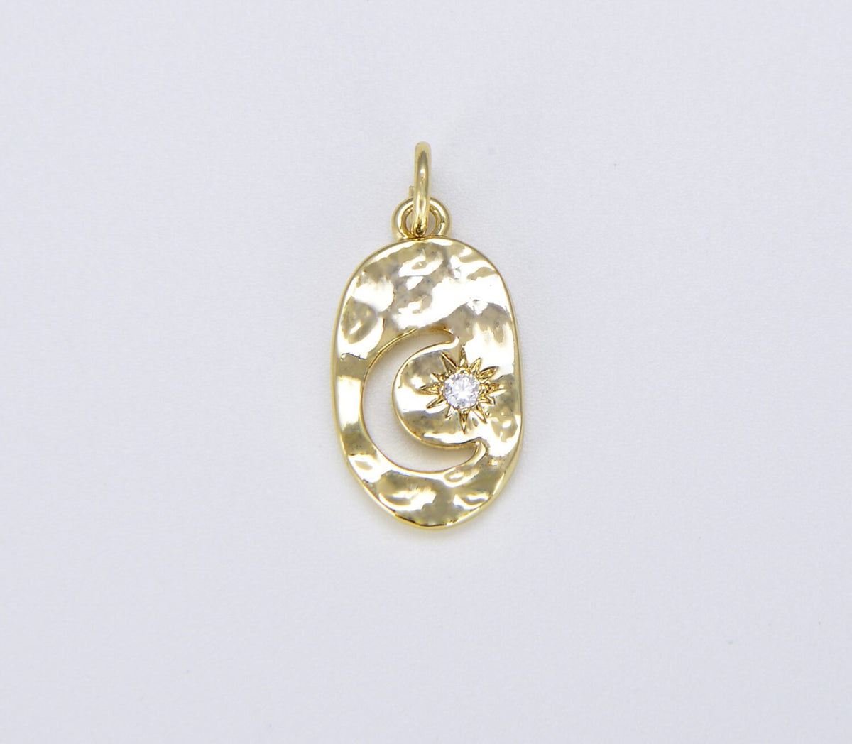 18K Gold Filled Dainty Crescent Moon and Star Charm, 22x11mm, CP1458