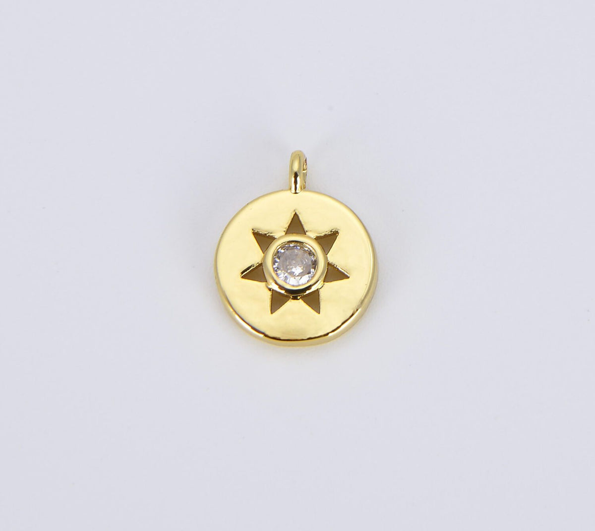 18K Gold Filled Dainty Sun Charm, 15x13mm, CP1459