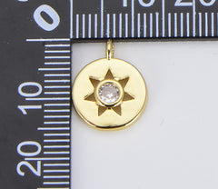 18K Gold Filled Dainty Sun Charm, 15x13mm, CP1459