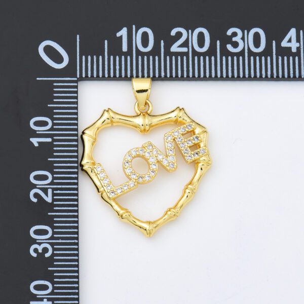 18K Gold Filled Cubic Zirconia Micro Pave Love On Heart Charm, 31x23mm, CP1463