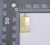 18K Gold Filled Dainty Crescent Moon Tag Charm with Shell, 25x13mm, CP1465