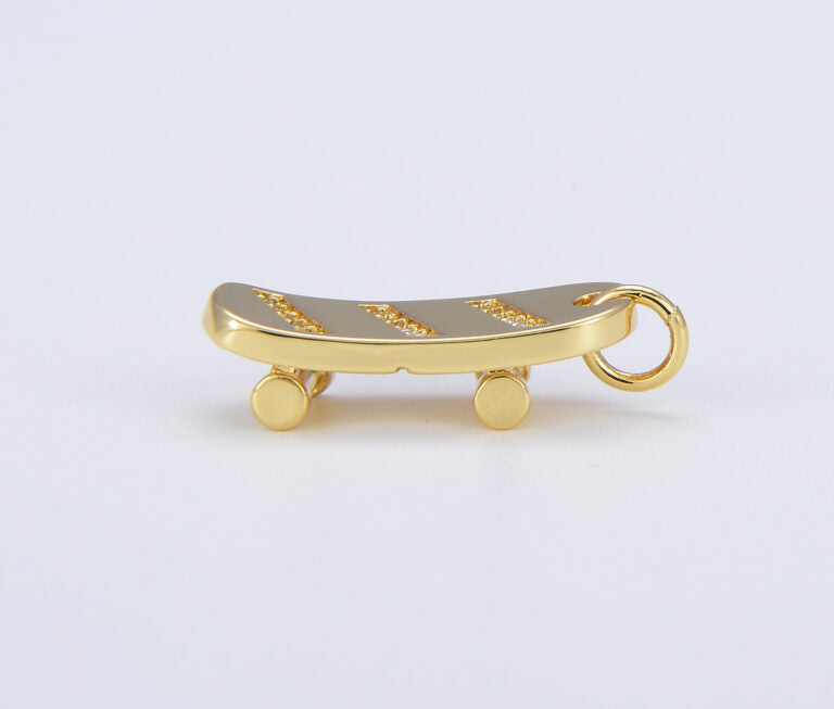 18K Gold Filled Skateboard Charm, 21x7mm, CP1466