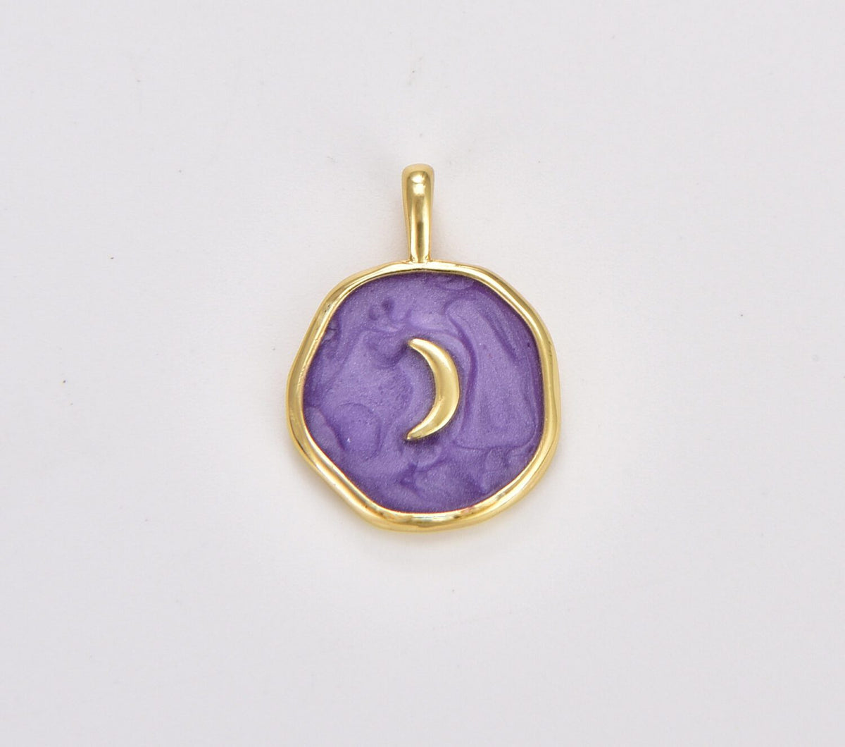 18K Gold Filled Purple Enamel Crescent Moon Charm, 19x13mm, CP1468