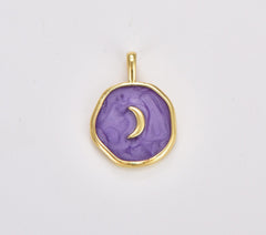 18K Gold Filled Purple Enamel Crescent Moon Charm, 19x13mm, CP1468