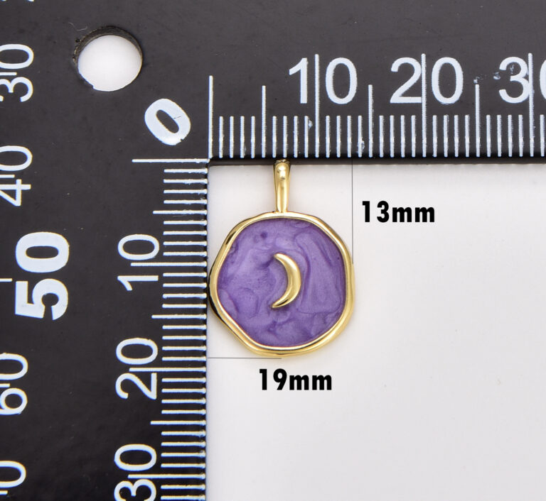 18K Gold Filled Purple Enamel Crescent Moon Charm, 19x13mm, CP1468