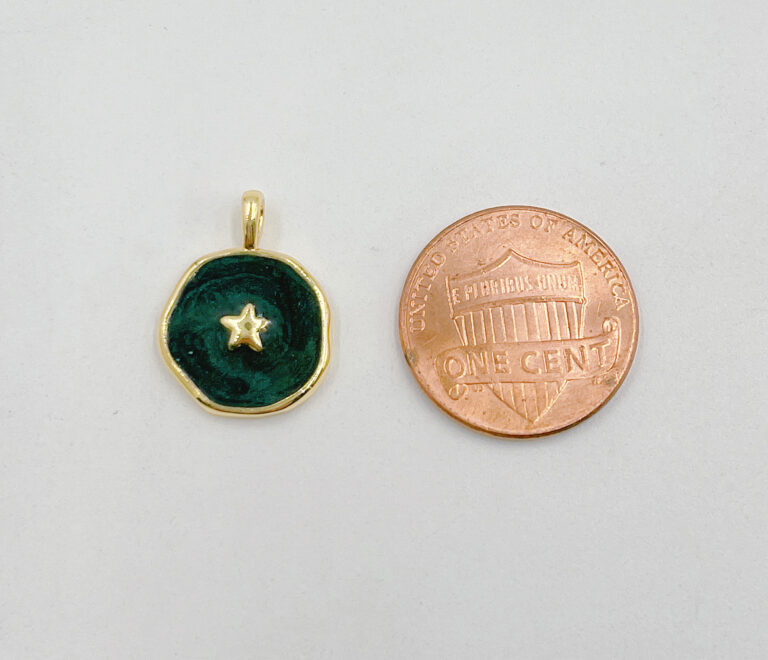 18K Gold Filled Enamel Star Medallion Charm, CP1468A