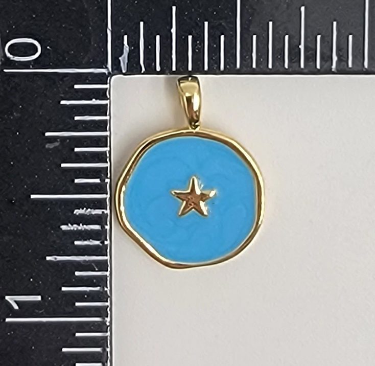 18K Gold Filled Enamel Star Medallion Charm, CP1468A