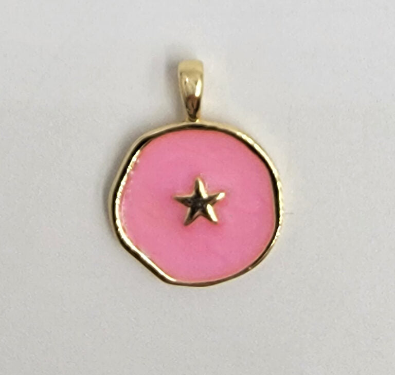 18K Gold Filled Enamel Star Medallion Charm, CP1468A