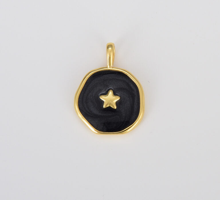 18K Gold Filled Enamel Star Medallion Charm, CP1468A