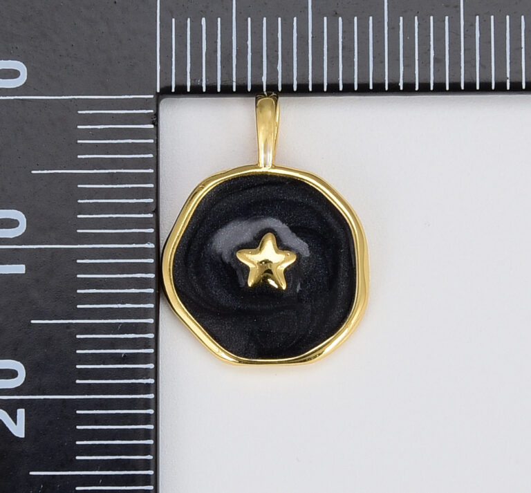 18K Gold Filled Enamel Star Medallion Charm, CP1468A