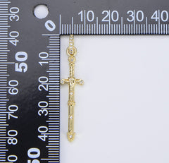 18K Gold Filled Micro Pave Knight Sword Pendant, Charm for Necklace Earring DIY Jewelry Making Accessories, 39x10mm, CP1471