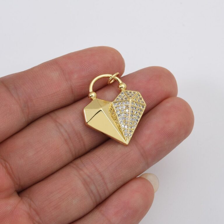 18K Gold Filled Plated 3D Heart Charm Pendant, CP1472