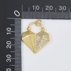 18K Gold Filled Plated 3D Heart Charm Pendant, CP1472