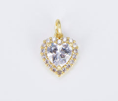 18K Gold Filled Micro Pave Cubic Zirconia Heart Charm, CP1476