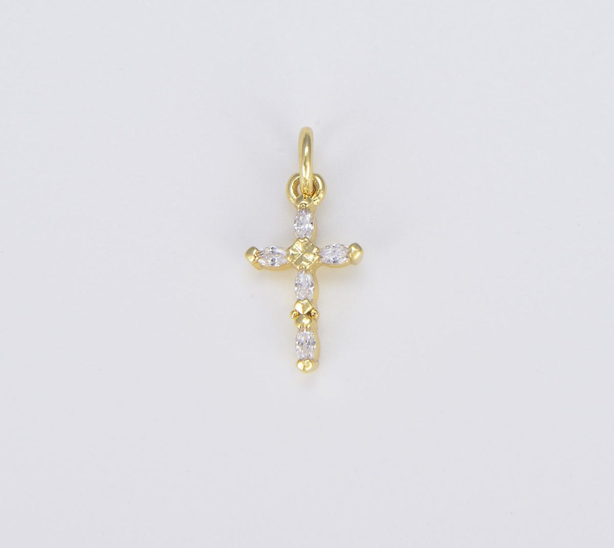 18K Gold Filled Dainty Cross Charm, CP1481