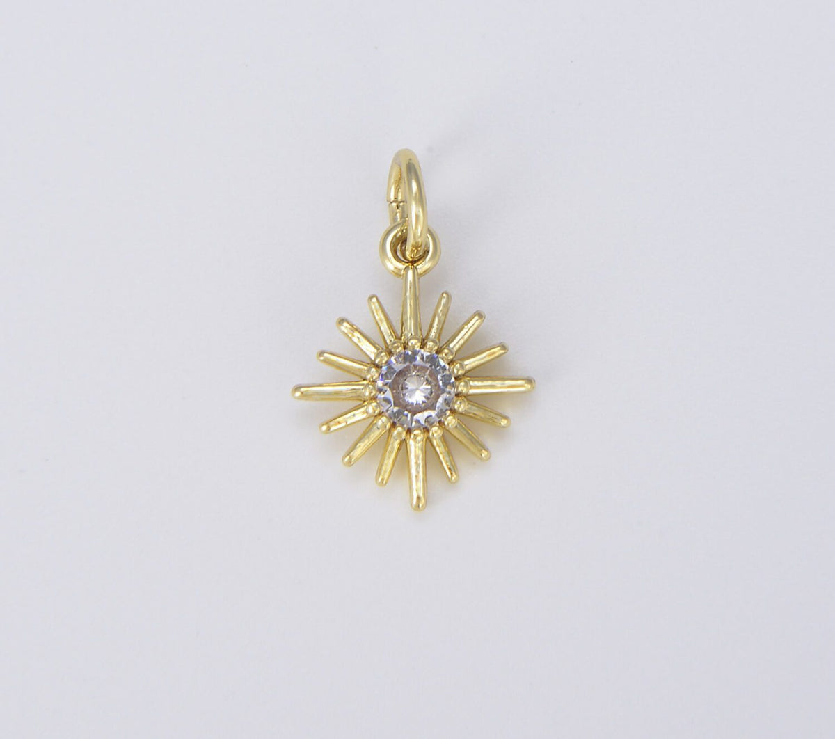 18K Gold Filled Dainty Sunburst Charm, CP1482