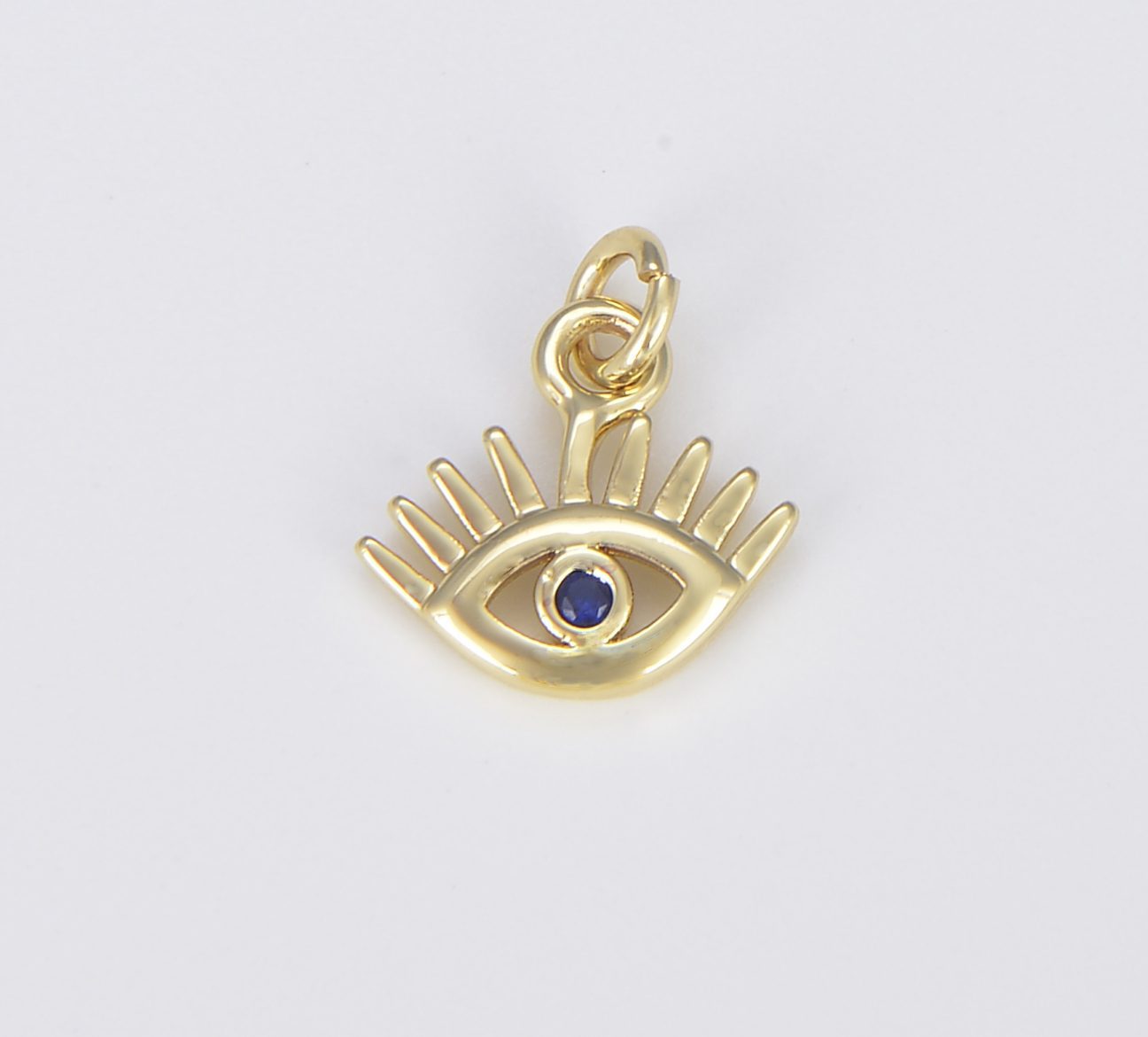 18K Gold Filled Dainty Evil Eye Charm with Eyelash, CP1485