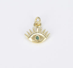 18K Gold Filled Dainty Evil Eye Charm with Eyelash, CP1485