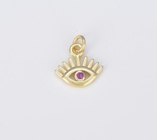 18K Gold Filled Dainty Evil Eye Charm with Eyelash, CP1485