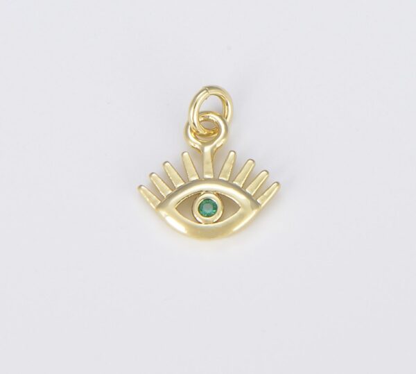 18K Gold Filled Dainty Evil Eye Charm with Eyelash, CP1485