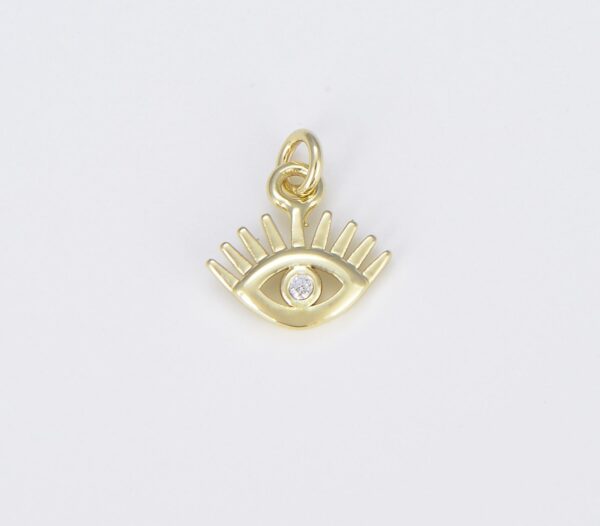 18K Gold Filled Dainty Evil Eye Charm with Eyelash, CP1485