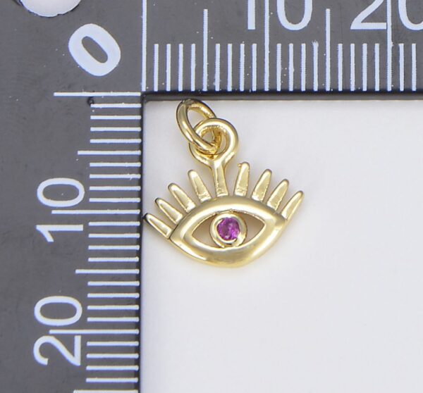 18K Gold Filled Dainty Evil Eye Charm with Eyelash, CP1485