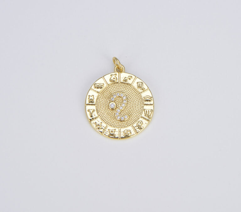 18K Gold Filled Zodiac Signs Charms, Dainty Zodiac Horoscope Sign Medallion Pendant CP1487