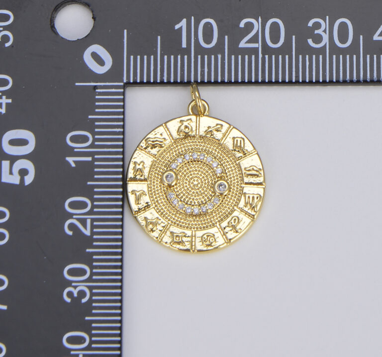 18K Gold Filled Zodiac Signs Charms, Dainty Zodiac Horoscope Sign Medallion Pendant CP1487