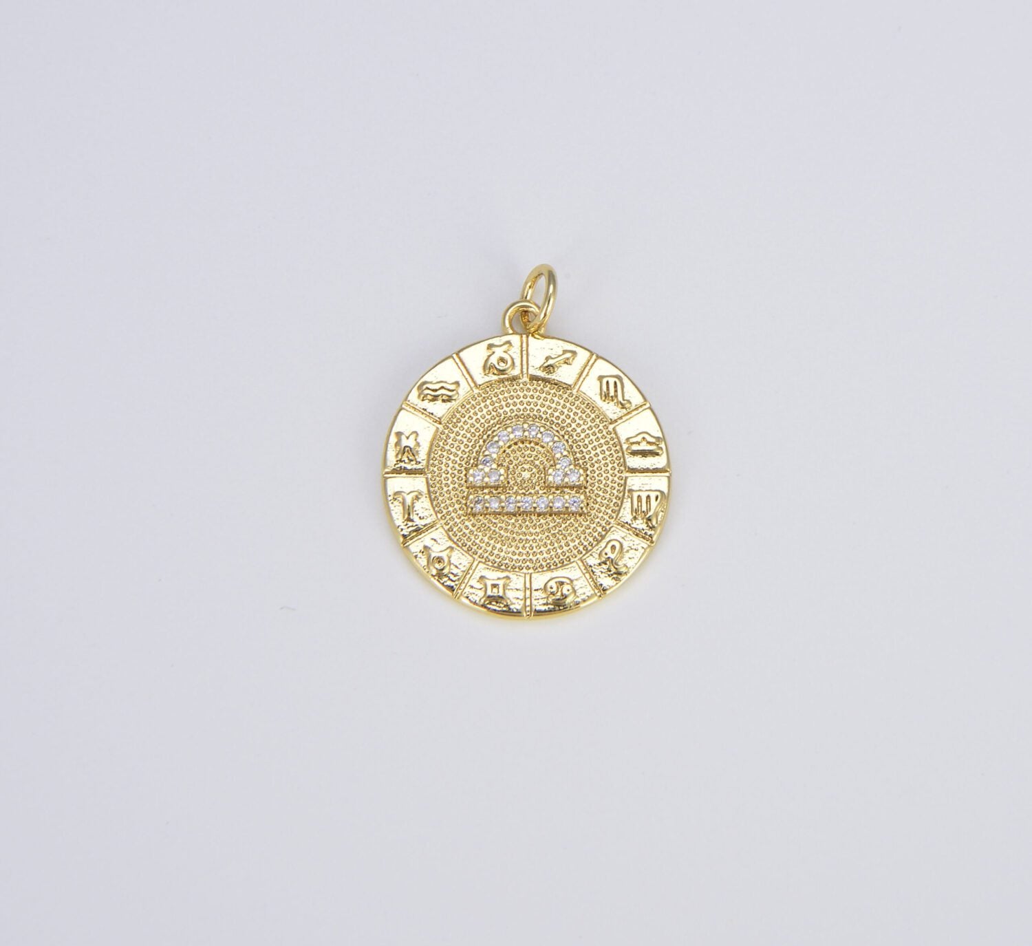 18K Gold Filled Zodiac Signs Charms, Dainty Zodiac Horoscope Sign Medallion Pendant CP1487